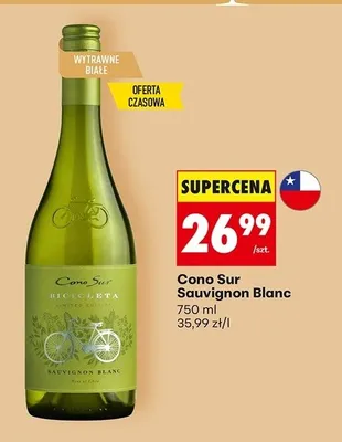 Wino wytrawne białe Cono Sur Sauvignon Blanc promocja w Biedronka