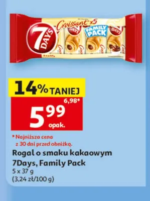 Rogal o smaku kakaowym 7Days Family Pack 5-pak 37g promocja w Auchan