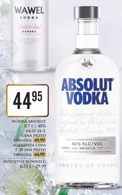 Wódka Absolut 40% promocja w Dino