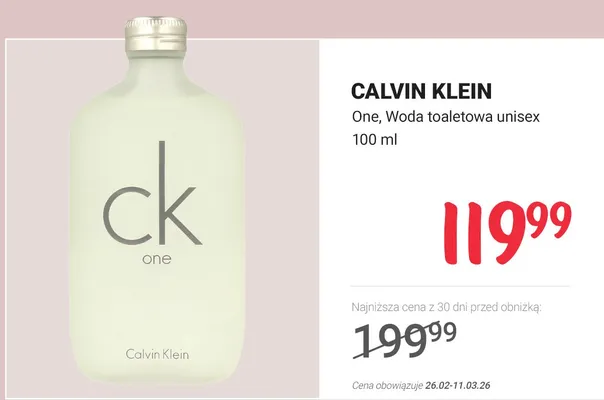 Woda toaletowa unisex One promocja w Rossmann