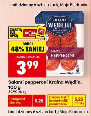Salami pepperoni Kraina Wędlin promocja w Biedronka