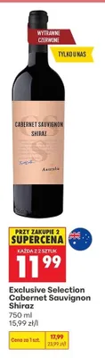 Wino Exclusive Selection Cabernet Sauvignon Shiraz Australia promocja w Biedronka