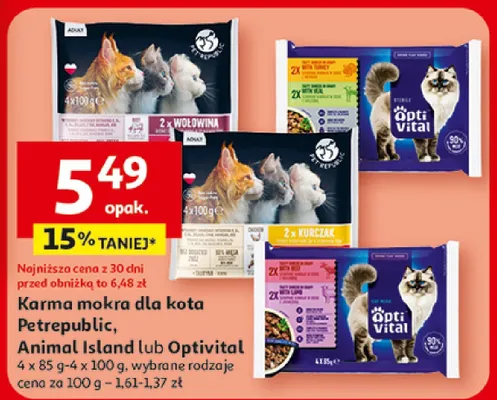 Karma mokra dla kota Petrepublic, Animal Island lub Optivital promocja w Auchan