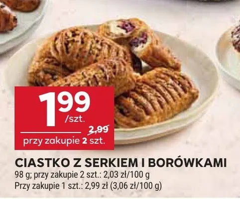 Ciastko z serkiem i borówkami promocja w Stokrotka