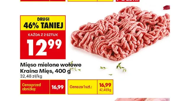 Mięso mielone wołowe Kraina Mięs promocja w Biedronka