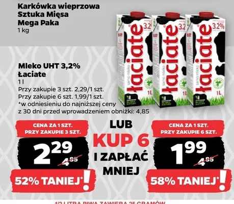 Mleko UHT 3,2% Łaciate promocja w Netto