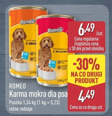 Karma mokra dla psa puszka Romeo promocja w Aldi