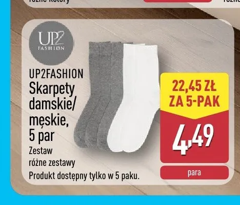 Skarpety damskie męskie 5-pak UP2FASHION promocja w Aldi