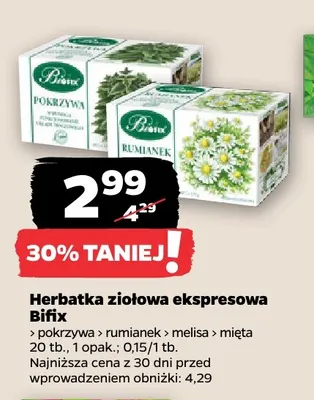 Herbatka ziołowa ekspresowa Bifix mięta promocja w Netto