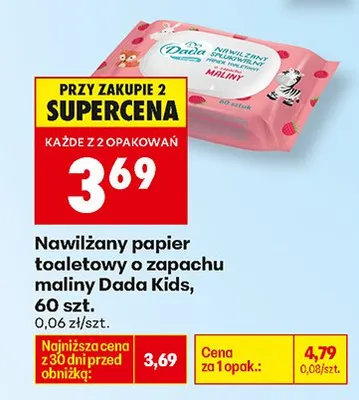 Nawilżany papier toaletowy o zapachu maliny promocja w Biedronka