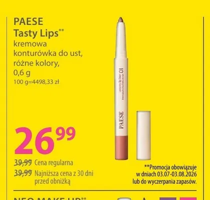 Kremowa konturówka do ust Paese Tasty Lips promocja w Hebe
