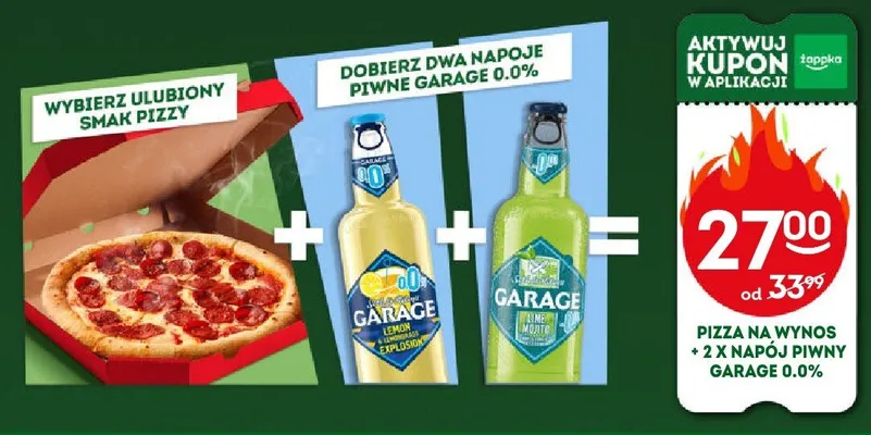 Zestaw Pizza na Wynos + 2x napój piwny bezalkoholowy Garage 0,0% Lemon & Lemongrass promocja w Żabka