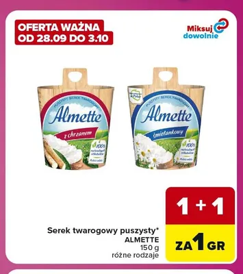 Serek twarogowy puszysty Almette z chrzanem promocja w Carrefour Express