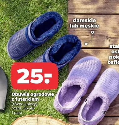 Obuwie ogrodowe z futerkiem (różne kolory) promocja w Netto