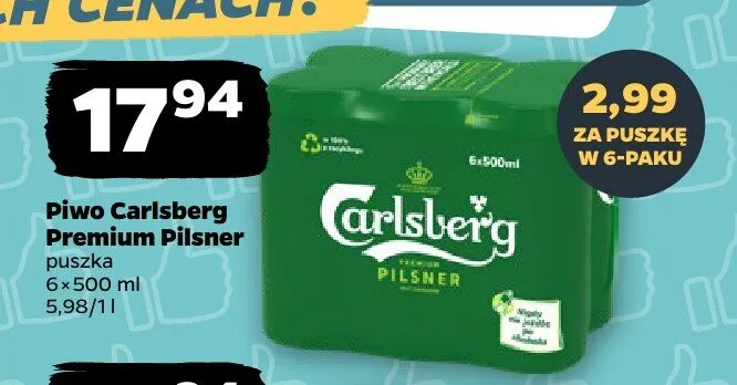 Piwo Carlsberg Premium Pilsner 6-pak promocja w Netto
