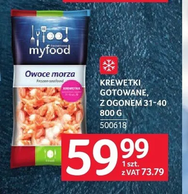 Krewetki gotowane z ogonem 31-40 myfood promocja w Selgros