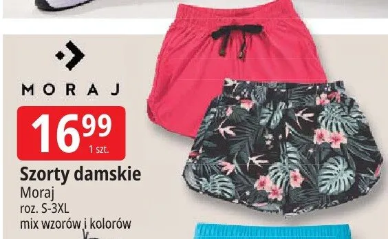 Szorty damskie Moraj roz. S-3XL mix wzorów i kolorów promocja w Leclerc