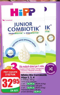 Mleko Bio Combiotik Hipp 3 promocja w Dino