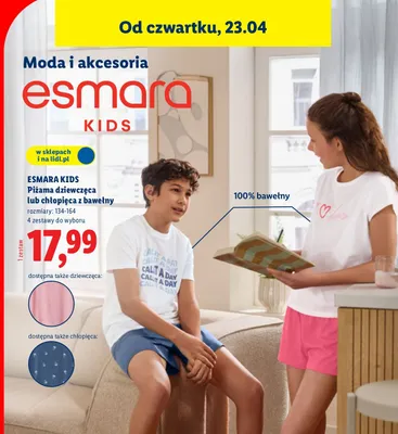 Piżama dziewczęca lub chłopięca z bawełny promocja w Lidl
