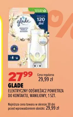 Elektryczny odświeżacz powietrza do kontaktu waniliowy Glade promocja w Drogerie Natura
