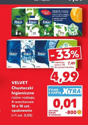 Chusteczki higieniczne 4-warstwowe Velvet 10-pak promocja w Kaufland