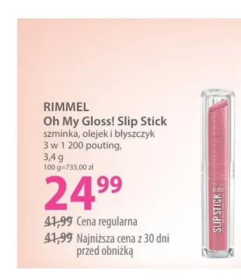 Szminka olejek i błyszczyk 3 w 1 Rimmel Oh My Gloss! Slip Stick promocja w Hebe