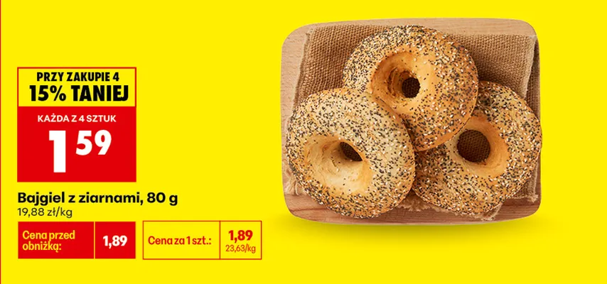 Bajgiel z ziarnami promocja w Biedronka