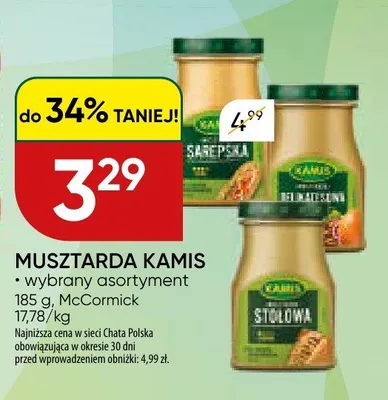 Musztarda Kamis wybrany asortyment promocja w Chata Polska