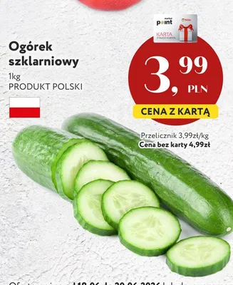 Ogórek szklarniowy polski promocja w Market Point