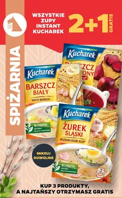 Wszystkie zupy instant Kucharek 2+1 GRATIS promocja w Netto