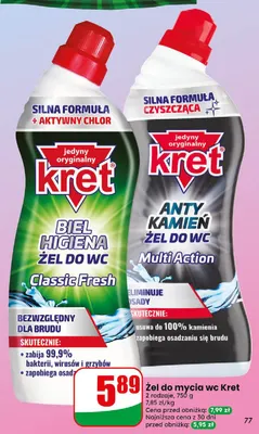 Żel do mycia wc Kret Biel Higiena Classic Fresh promocja w Dino