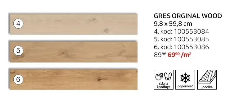 Gres Orginal Wood 9,8x59,8 cm Cersanit promocja w Komfort