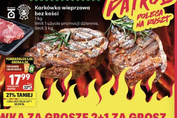 Karkówka wieprzowa bez kości promocja w Delikatesy Centrum