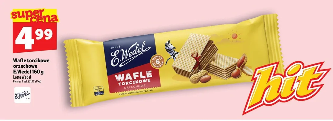 Wafle torcikowe orzechowe E.Wedel promocja w TOPAZ