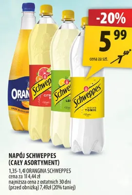 Napój Schweppes (cały asortyment) promocja w Arhelan