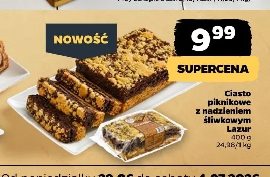 Ciasto piknikowe z nadzieniem śliwkowym Lazur promocja w Netto