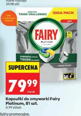 Kapsułki do zmywarki Fairy Platinum 81-pak promocja w Biedronka
