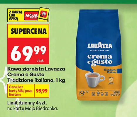 Kawa ziarnista Lavazza Crema e Gusto Tradizione italiana promocja w Biedronka
