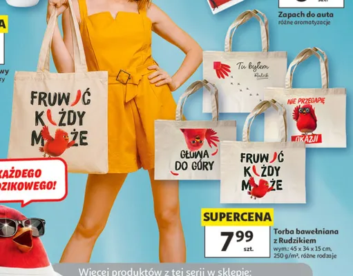 Torba bawełniana z Rudzikiem 45x34x15cm 250g/m2 promocja w Auchan