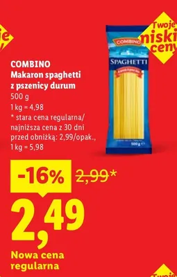 Makaron spaghetti z pszenicy durum promocja w Lidl