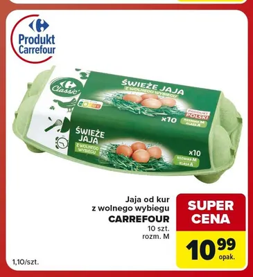 Jajka kurze od kur z wolnego wybiegu Carrefour rozm. M promocja w Carrefour Market