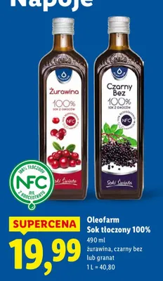 Sok tłoczony 100% żurawina promocja w Lidl