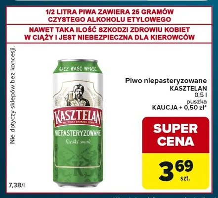 Piwo niepasteryzowane Kasztelan promocja w Globi