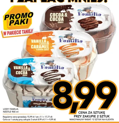 Lody Nestlé Familia Cocoa & Cocoa Sauce promocja w Kupiec