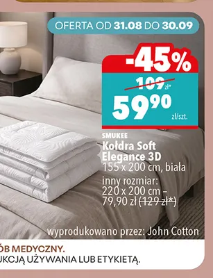 Kołdra Soft Elegance 3D 155x200 cm biała Smukee promocja w Biedronka