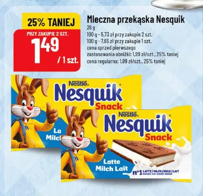 Mleczna przekąska Nesquik La Milc Latte Milch Lait promocja w POLOmarket