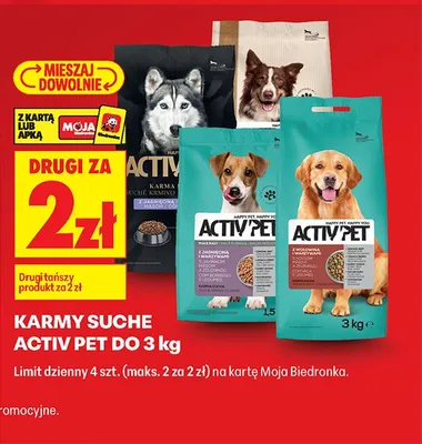 Karmy suche do 3kg DRUGA ZA 2 ZŁ promocja w Biedronka