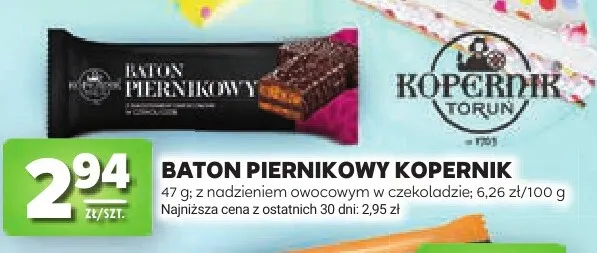 Baton piernikowy Kopernik z nadzieniem owocowym w czekoladzie promocja w Stokrotka