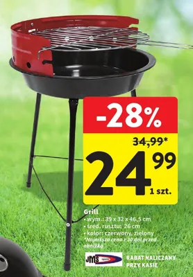 Grill węglowy 39x32x46,5cm promocja w Intermarche
