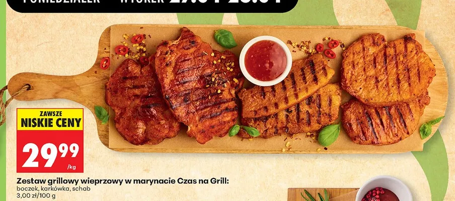 Zestaw grillowy wieprzowy w marynacie boczek Czas na Grill promocja w Biedronka